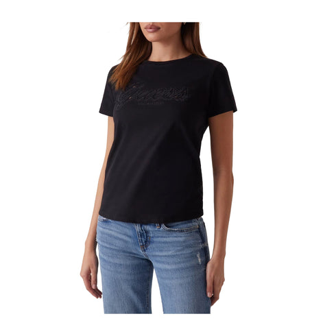 Guess T-shirt T-shirt Donna con logo in pizzo Nero P25 - GUESSW5RI08K9RM1 - JBLK - XS - Francavilla Moda
